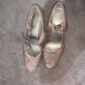 Nude open toed heels
